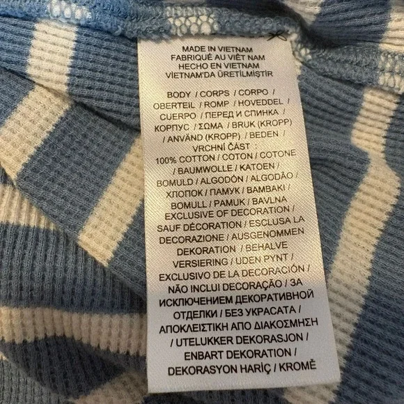 Lauren Ralph Lauren Women Top Striped Henley Long Sleeve Lace Up Blue White Sz L - Picture 11 of 14